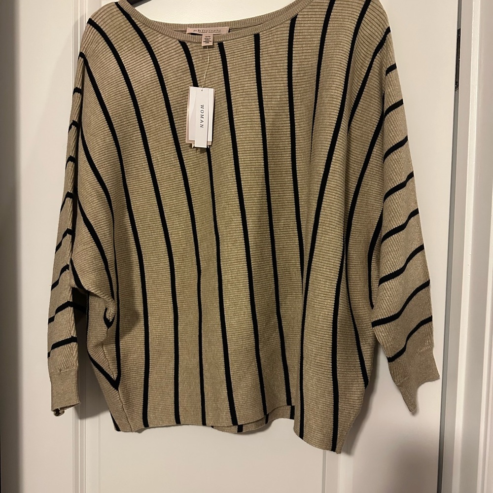 Philosophy Women's Striped Sweater - Tan and Black - Picture 2 of 5